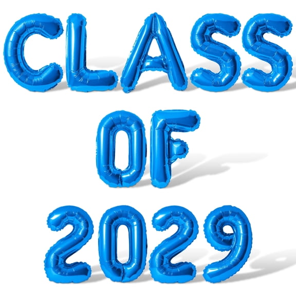 Letter Balloons - CLASS OF 2029 16" Inch Alphabet Letters Foil Mylar Balloon Graduation Party Banner (Blue)