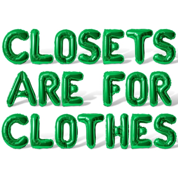 Letter Balloons - CLOSETS ARE FOR CLOTHES 16" Inch Alphabet Letters Foil Mylar Balloon Pride Day Party Banner (Green)