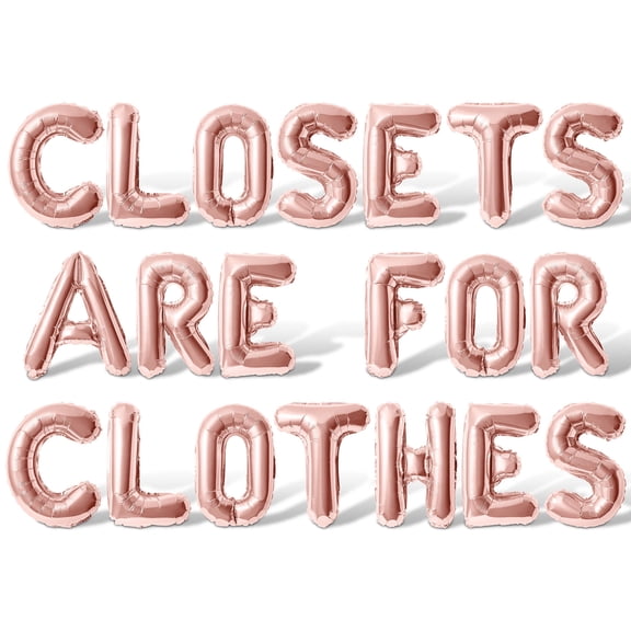 Letter Balloons - CLOSETS ARE FOR CLOTHES 16" Inch Alphabet Letters Foil Mylar Balloon Pride Day Party Banner (Rose Gold)