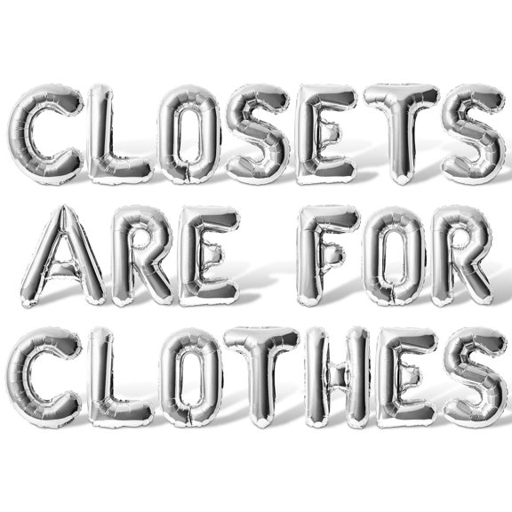 Letter Balloons - CLOSETS ARE FOR CLOTHES 16" Inch Alphabet Letters Foil Mylar Balloon Pride Day Party Banner (Silver)