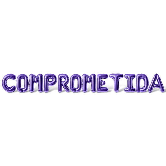 Letter Balloons - COMPROMETIDA 16" Inch Alphabet Letters Foil Mylar Balloon Engagement Party Banner (Purple)