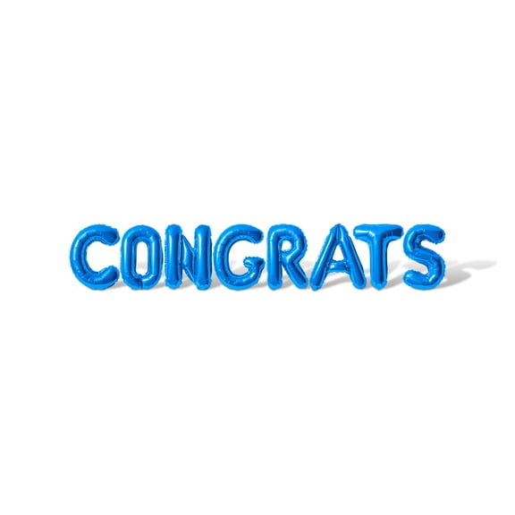 Letter Balloons - CONGRATS 16" Inch Alphabet Letters Foil Mylar Balloon Graduation Party Banner (Blue)