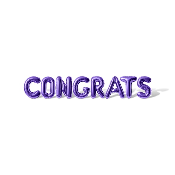 Letter Balloons - CONGRATS 16" Inch Alphabet Letters Foil Mylar Balloon Graduation Party Banner (Purple)