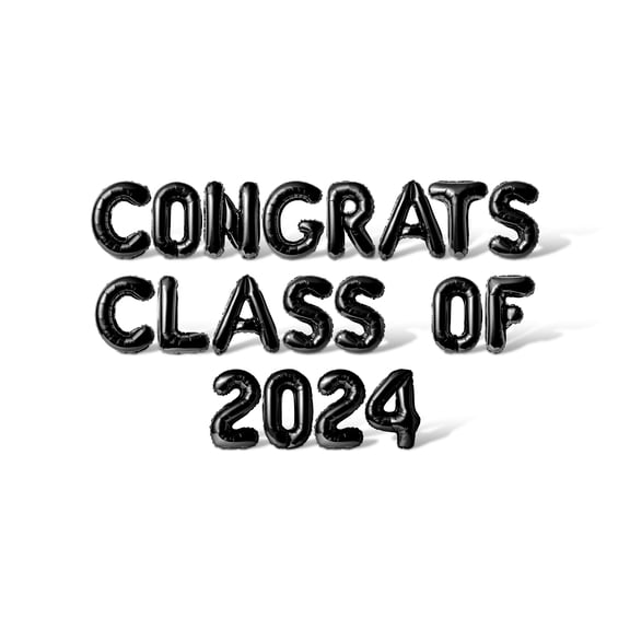 Letter Balloons - CONGRATS CLASS OF 2024 16" Inch Alphabet Letters Foil Mylar Balloon Graduation Day Party Banner (Black)