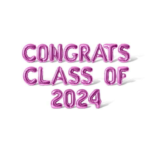 Letter Balloons - CONGRATS CLASS OF 2024 16" Inch Alphabet Letters Foil Mylar Balloon Graduation Day Party Banner (Pink)