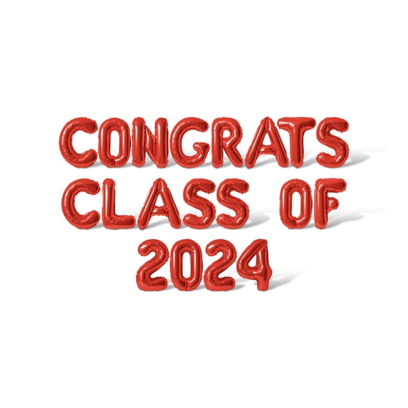 Letter Balloons - CONGRATS CLASS OF 2024 16" Inch Alphabet Letters Foil Mylar Balloon Graduation Day Party Banner (Red)