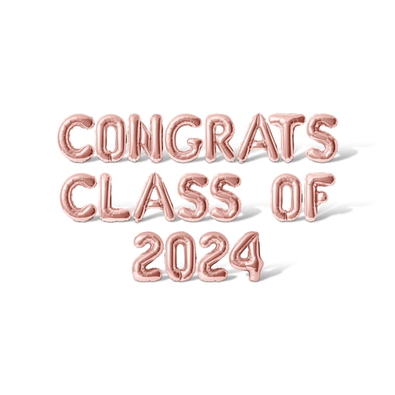 Letter Balloons - CONGRATS CLASS OF 2024 16" Inch Alphabet Letters Foil Mylar Balloon Graduation Day Party Banner (Rose Gold)