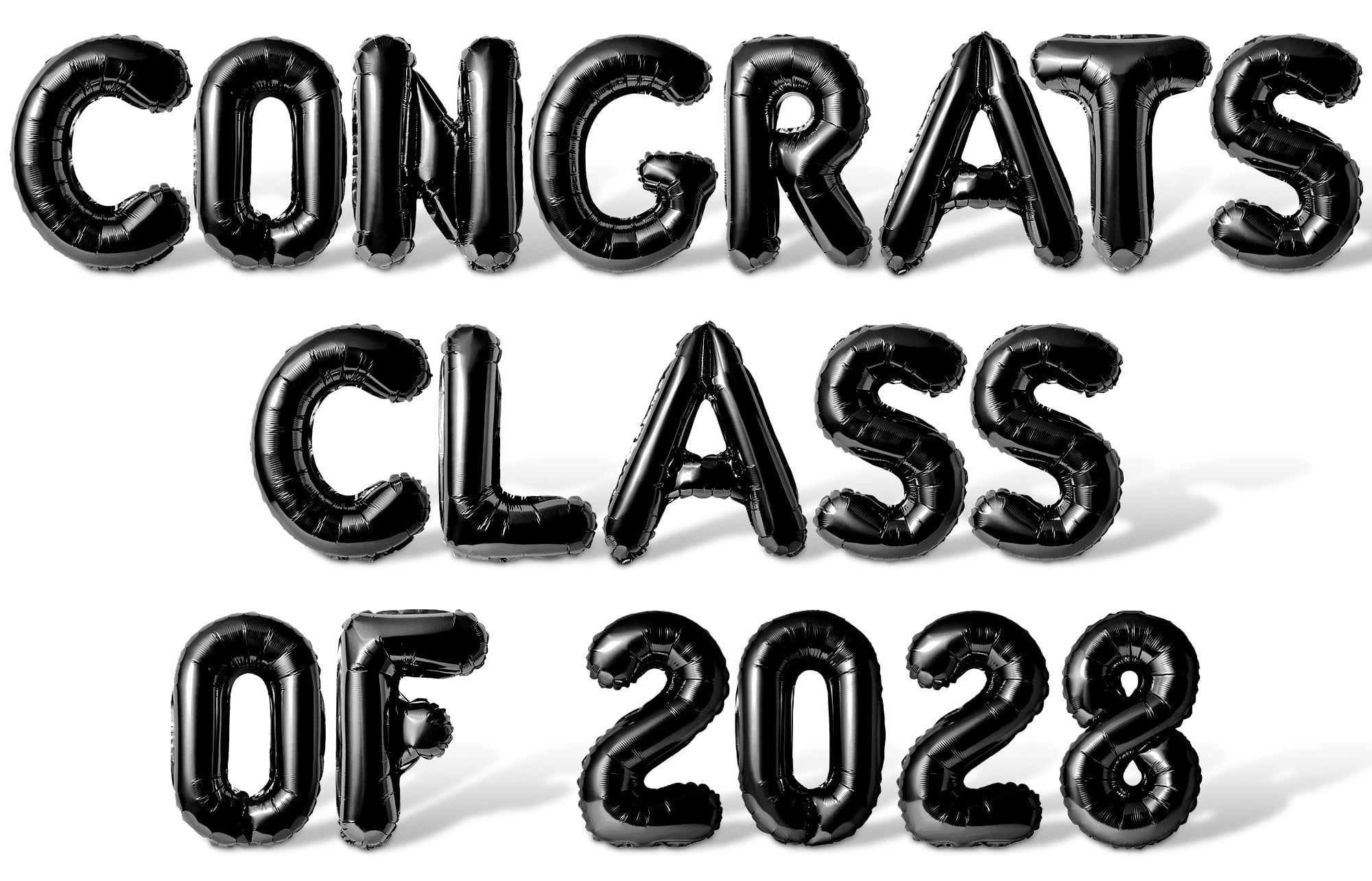 Letter Balloons - CONGRATS CLASS OF 2028 16" Inch Alphabet Letters Foil Mylar Balloon Graduation Party Banner (Black)