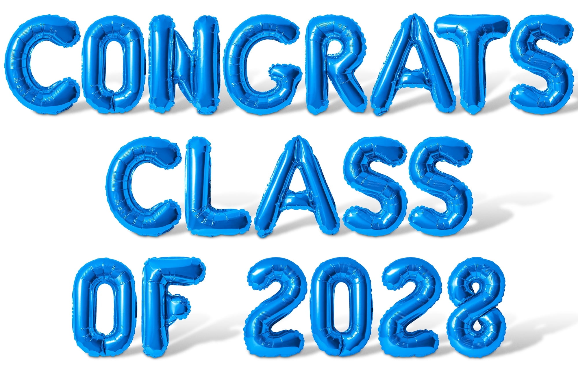 Letter Balloons - CONGRATS CLASS OF 2028 16" Inch Alphabet Letters Foil Mylar Balloon Graduation Party Banner (Blue)