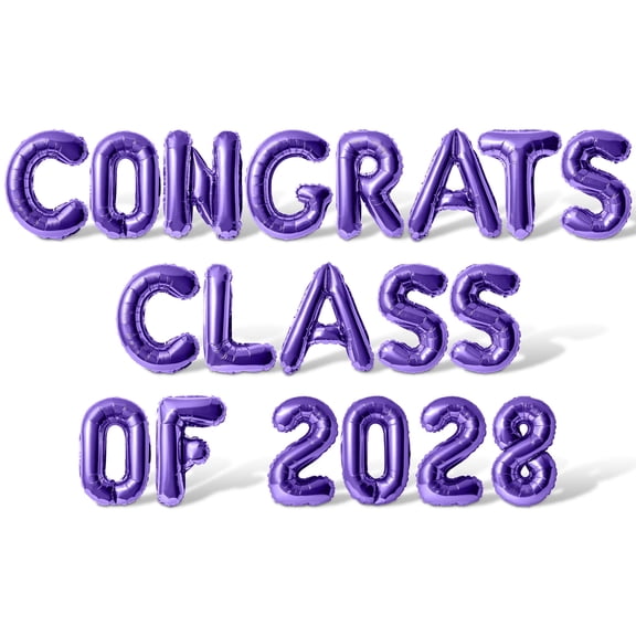 Letter Balloons - CONGRATS CLASS OF 2028 16" Inch Alphabet Letters Foil Mylar Balloon Graduation Party Banner (Purple)