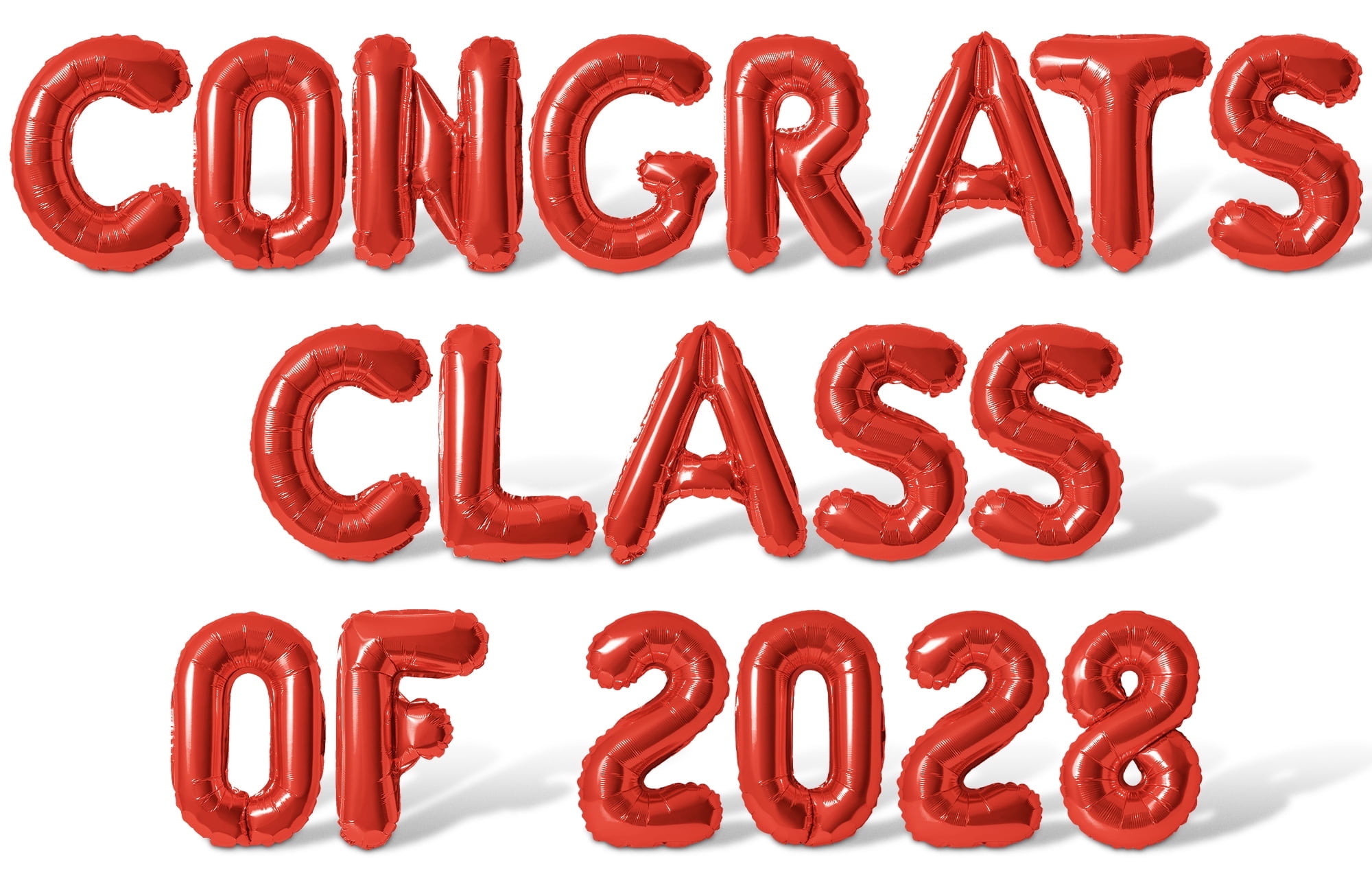 Letter Balloons - CONGRATS CLASS OF 2028 16" Inch Alphabet Letters Foil Mylar Balloon Graduation Party Banner (Red)