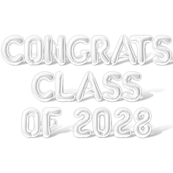 Letter Balloons - CONGRATS CLASS OF 2028 16" Inch Alphabet Letters Foil Mylar Balloon Graduation Party Banner (White)