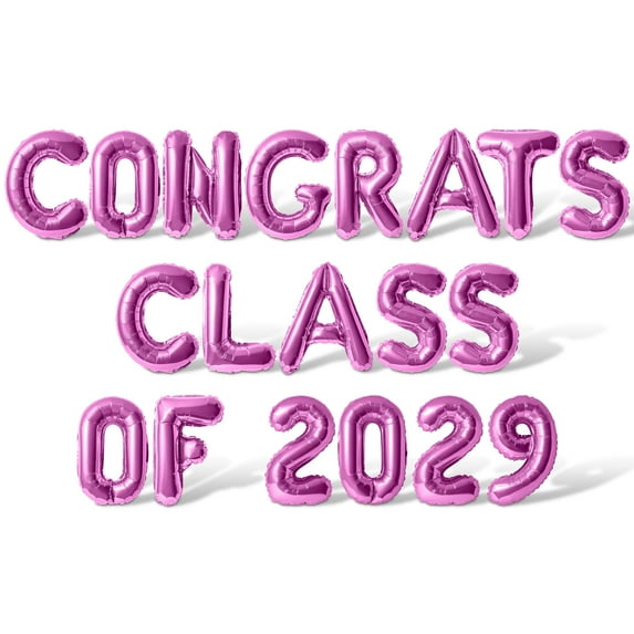 Letter Balloons - CONGRATS CLASS OF 2029 16" Inch Alphabet Letters Foil Mylar Balloon Graduation Party Banner (Pink)