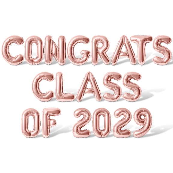 Letter Balloons - CONGRATS CLASS OF 2029 16" Inch Alphabet Letters Foil Mylar Balloon Graduation Party Banner (Rose Gold)