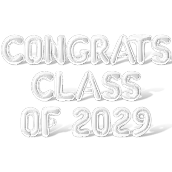 Letter Balloons - CONGRATS CLASS OF 2029 16" Inch Alphabet Letters Foil Mylar Balloon Graduation Party Banner (White)