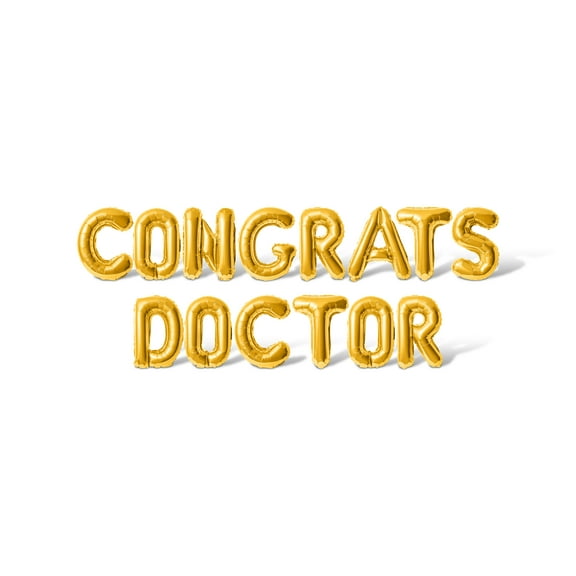 Letter Balloons - CONGRATS DOCTOR 16" Inch Alphabet Letters Foil Mylar Balloon Graduation Day Party Banner (Gold)