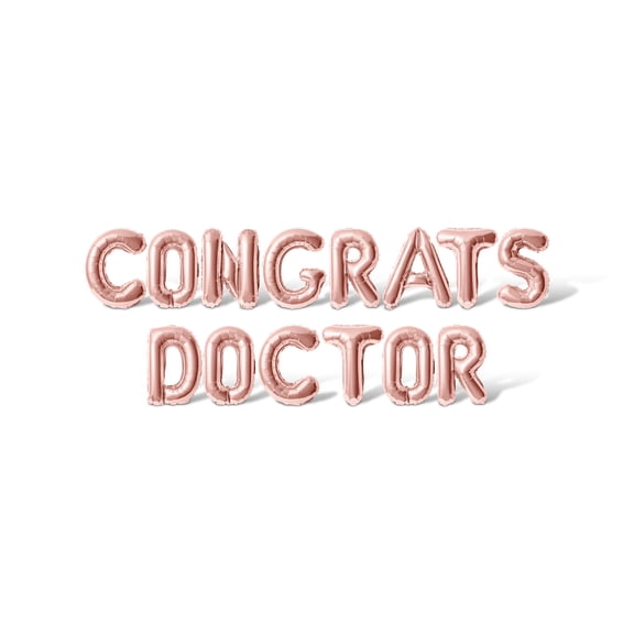 Letter Balloons - CONGRATS DOCTOR 16" Inch Alphabet Letters Foil Mylar Balloon Graduation Day Party Banner (Rose Gold)