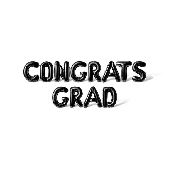 Letter Balloons - CONGRATS GRAD 16" Inch Alphabet Letters Foil Mylar Balloon Graduation Party Banner (Black)