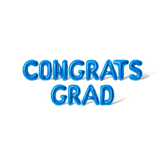 Letter Balloons - CONGRATS GRAD 16" Inch Alphabet Letters Foil Mylar Balloon Graduation Party Banner (Blue)