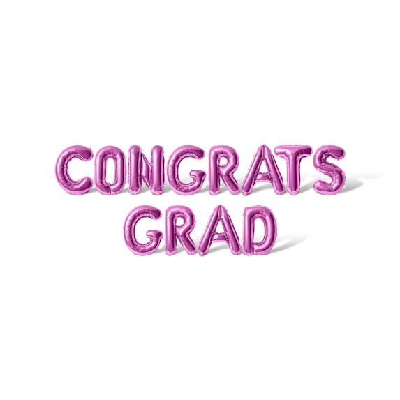 Letter Balloons - CONGRATS GRAD 16" Inch Alphabet Letters Foil Mylar Balloon Graduation Party Banner (Pink)