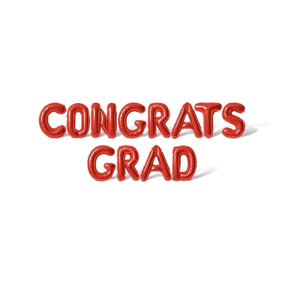 Letter Balloons - CONGRATS GRAD 16" Inch Alphabet Letters Foil Mylar Balloon Graduation Party Banner (Red)