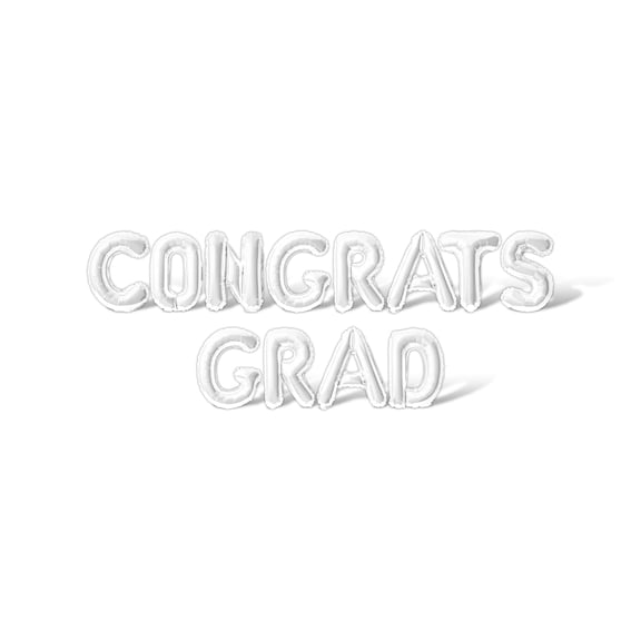 Letter Balloons - CONGRATS GRAD 16" Inch Alphabet Letters Foil Mylar Balloon Graduation Party Banner (White)