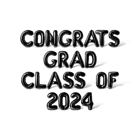 Letter Balloons - CONGRATS GRAD CLASS OF 2024 16" Inch Alphabet Letters Foil Mylar Balloon Graduation Day Party Banner (Black)