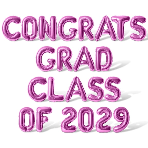 Letter Balloons - CONGRATS GRAD CLASS OF 2029 16" Inch Alphabet Letters Foil Mylar Balloon Graduation Party Banner (Pink)