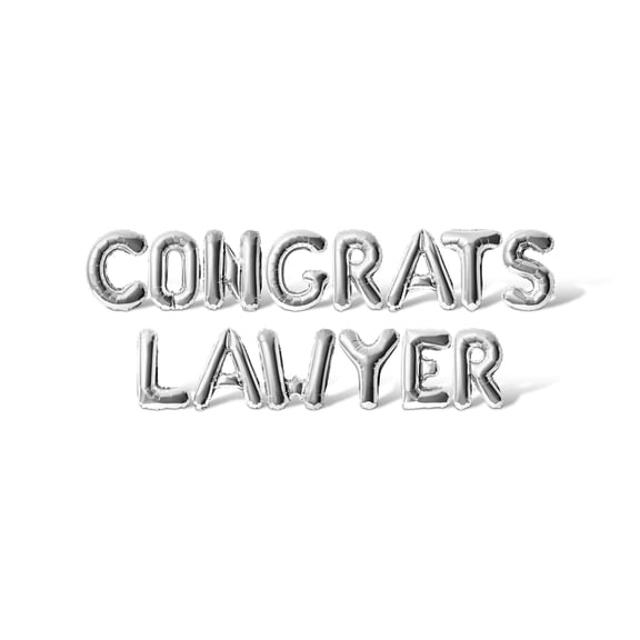 Letter Balloons - CONGRATS LAWYER 16" Inch Alphabet Letters Foil Mylar Balloon Graduation Day Party Banner (Silver)
