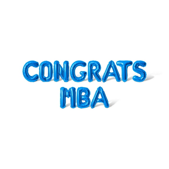 Letter Balloons - CONGRATS MBA 16" Inch Alphabet Letters Foil Mylar Balloon Graduation Day Party Banner (Blue)
