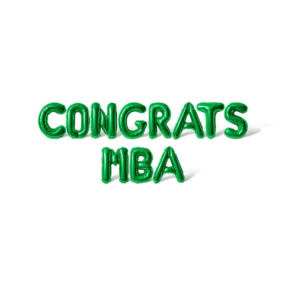 Letter Balloons - CONGRATS MBA 16" Inch Alphabet Letters Foil Mylar Balloon Graduation Day Party Banner (Green)
