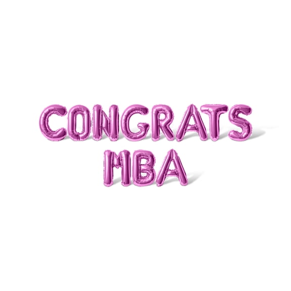 Letter Balloons - CONGRATS MBA 16" Inch Alphabet Letters Foil Mylar Balloon Graduation Day Party Banner (Pink)