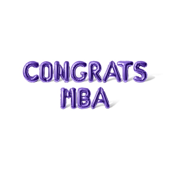 Letter Balloons - CONGRATS MBA 16" Inch Alphabet Letters Foil Mylar Balloon Graduation Day Party Banner (Purple)