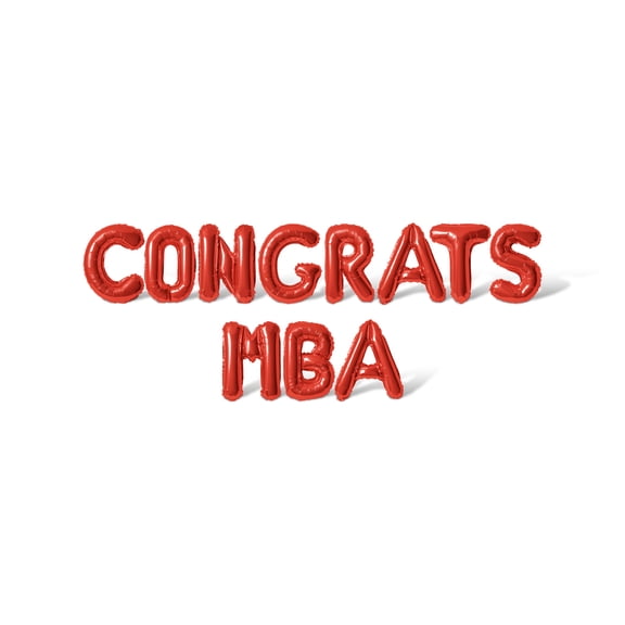 Letter Balloons - CONGRATS MBA 16" Inch Alphabet Letters Foil Mylar Balloon Graduation Day Party Banner (Red)
