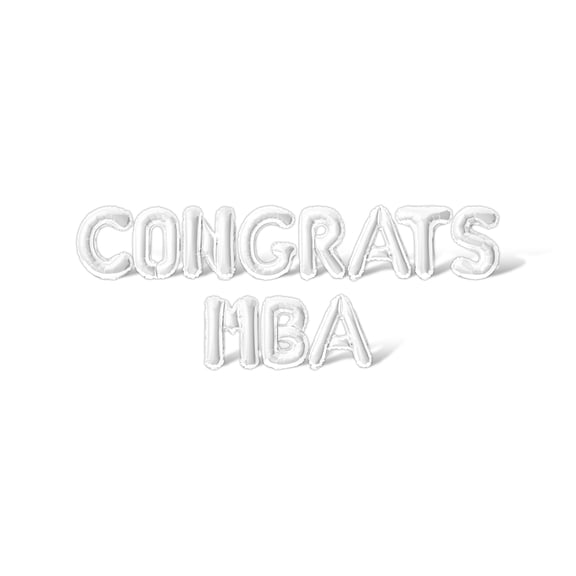 Letter Balloons - CONGRATS MBA 16" Inch Alphabet Letters Foil Mylar Balloon Graduation Day Party Banner (White)