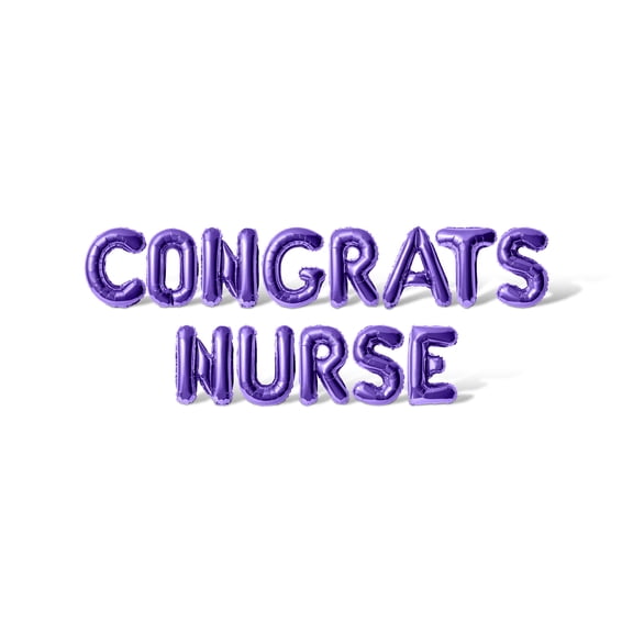 Letter Balloons - CONGRATS NURSE 16" Inch Alphabet Letters Foil Mylar Balloon Graduation Day Party Banner (Purple)