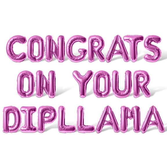 Letter Balloons - CONGRATS ON YOUR DIPLLAMA 16" Inch Alphabet Letters Foil Mylar Balloon Graduation Party Banner (Pink)