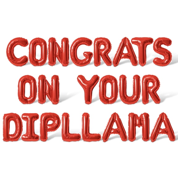 Letter Balloons - CONGRATS ON YOUR DIPLLAMA 16" Inch Alphabet Letters Foil Mylar Balloon Graduation Party Banner (Red)