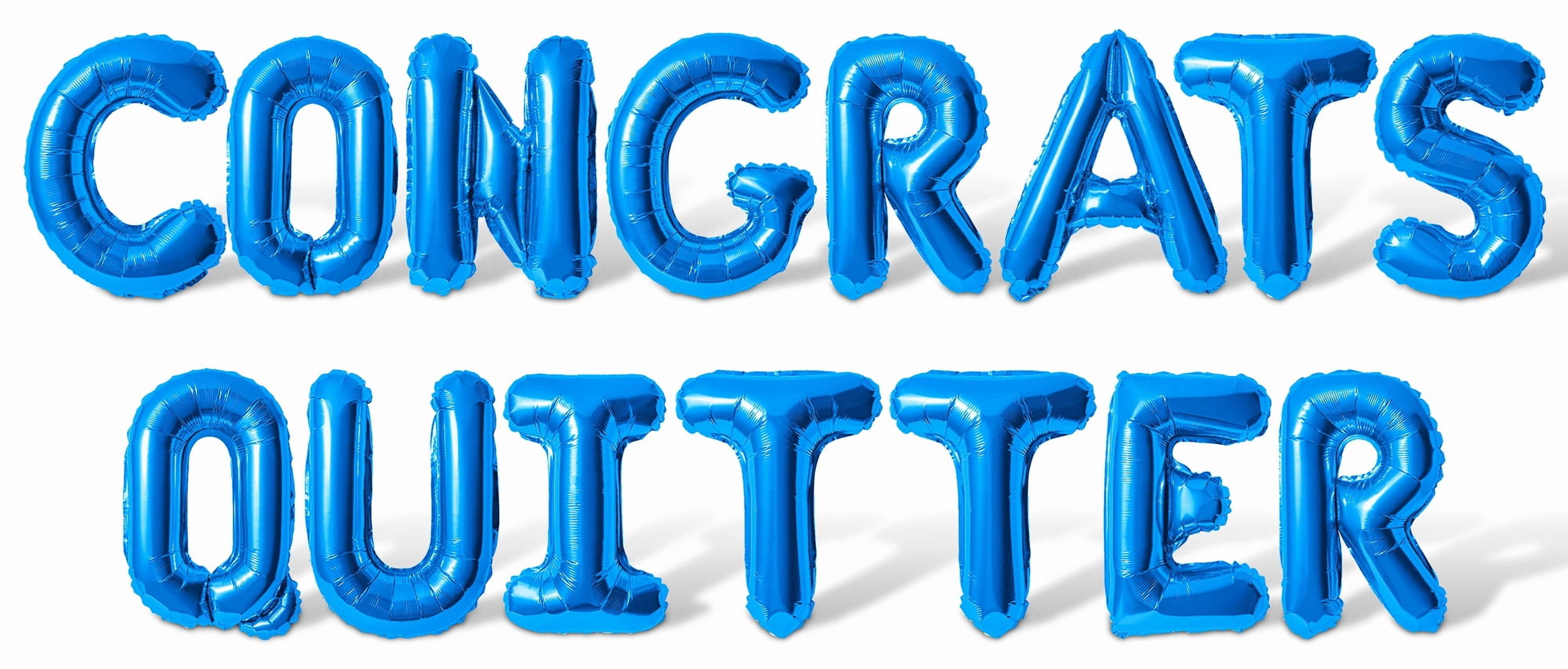 Letter Balloons - CONGRATS QUITTER 16" Inch Alphabet Letters Foil Mylar Balloon Retirement Party Banner (Blue)