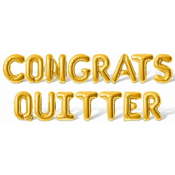 Letter Balloons - CONGRATS QUITTER 16" Inch Alphabet Letters Foil Mylar Balloon Retirement Party Banner (Gold)