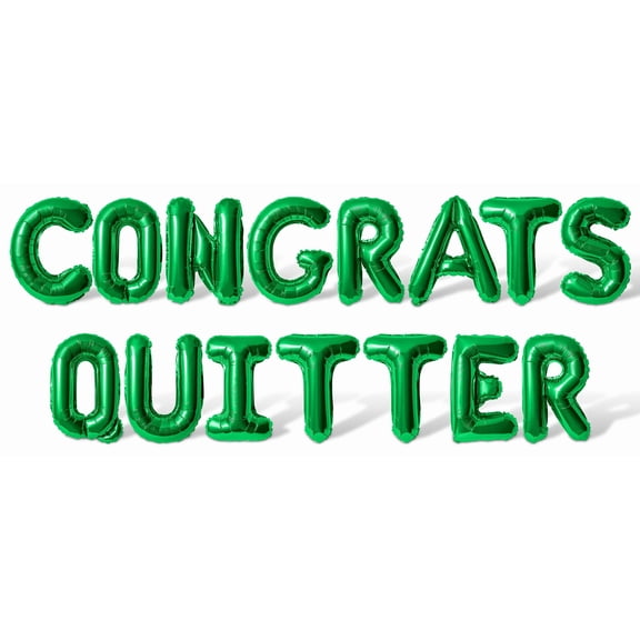 Letter Balloons - CONGRATS QUITTER 16" Inch Alphabet Letters Foil Mylar Balloon Retirement Party Banner (Green)