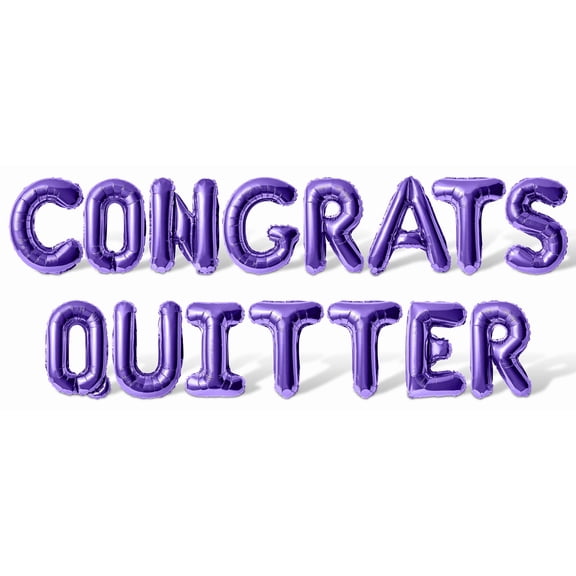 Letter Balloons - CONGRATS QUITTER 16" Inch Alphabet Letters Foil Mylar Balloon Retirement Party Banner (Purple)