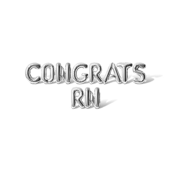Letter Balloons - CONGRATS RN 16" Inch Alphabet Letters Foil Mylar Balloon Nurse Appreciation Party Banner (Silver)