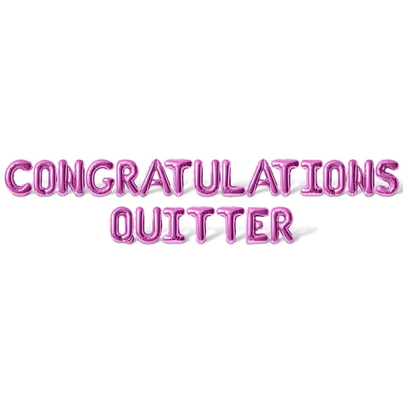 Letter Balloons - CONGRATULATIONS QUITTER 16" Inch Alphabet Letters Foil Mylar Balloon Retirement Party Banner (Pink)