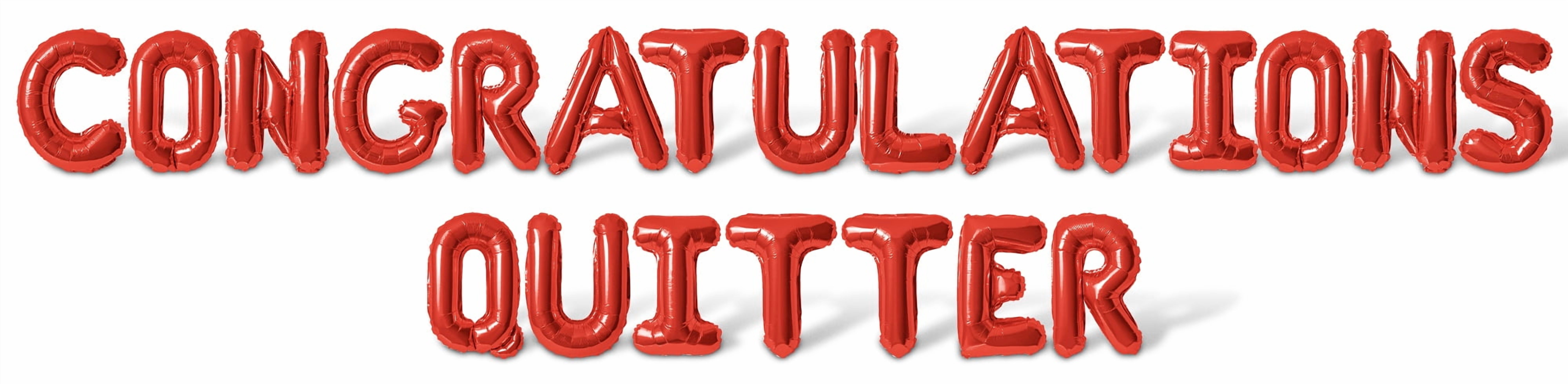 Letter Balloons - CONGRATULATIONS QUITTER 16" Inch Alphabet Letters Foil Mylar Balloon Retirement Party Banner (Red)
