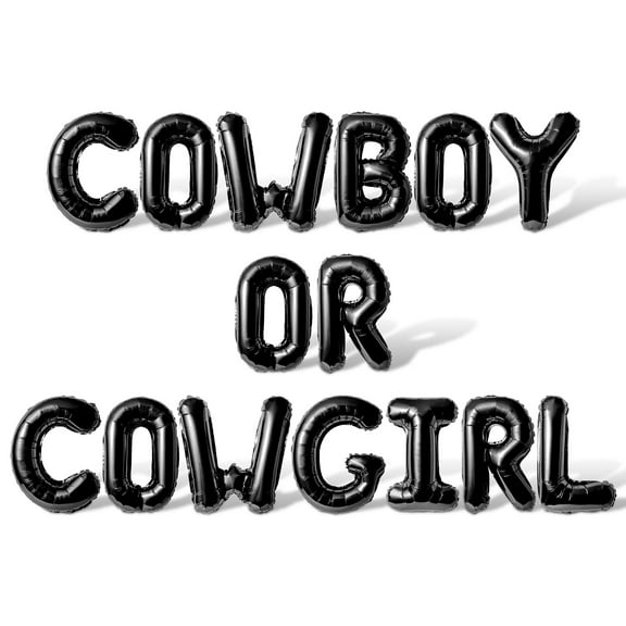 Letter Balloons - COWBOY OR COWGIRL 16" Inch Alphabet Letters Foil Mylar Balloon Baby Shower Party Banner (Black)