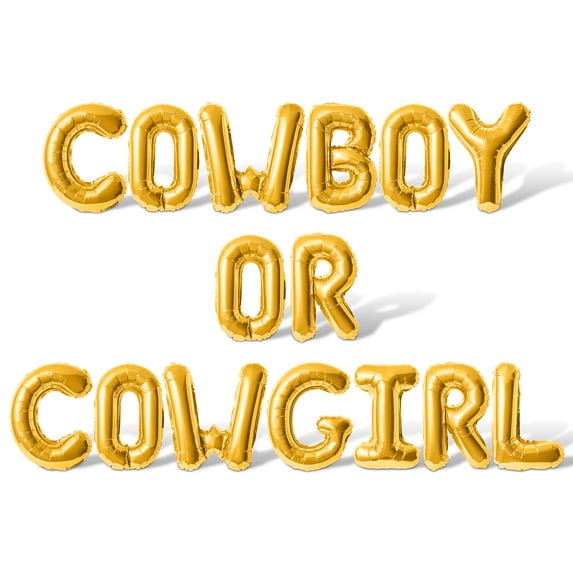 Letter Balloons - COWBOY OR COWGIRL 16" Inch Alphabet Letters Foil Mylar Balloon Baby Shower Party Banner (Gold)