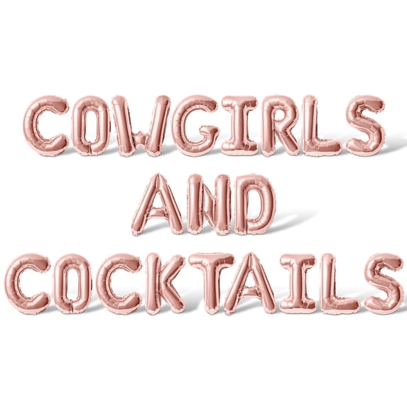 Letter Balloons - COWGIRLS AND COCKTAILS 16" Inch Alphabet Letters Foil Mylar Balloon Bachelorette Party Banner (Rose Gold)