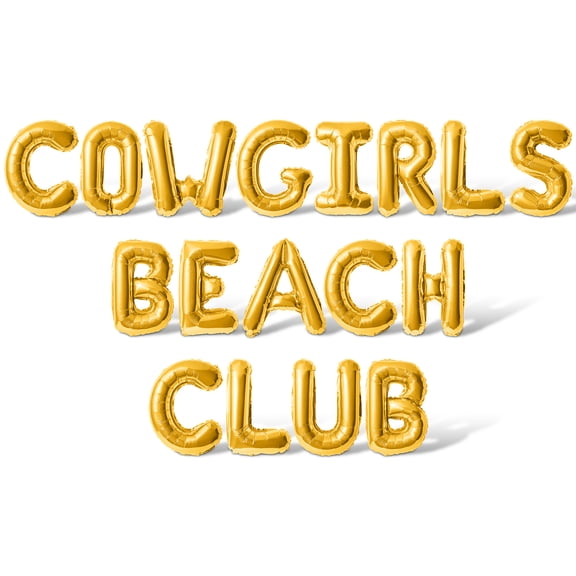 Letter Balloons - COWGIRLS BEACH CLUB 16" Inch Alphabet Letters Foil Mylar Balloon Bachelorette Party Banner (Gold)