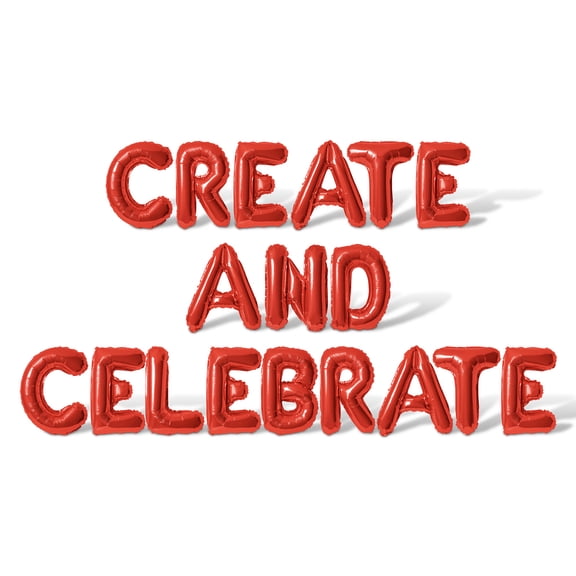 Letter Balloons - CREATE AND CELEBRATE 16" Inch Alphabet Letters Foil Mylar Balloon Artsy Birthday Party Banner (Red)